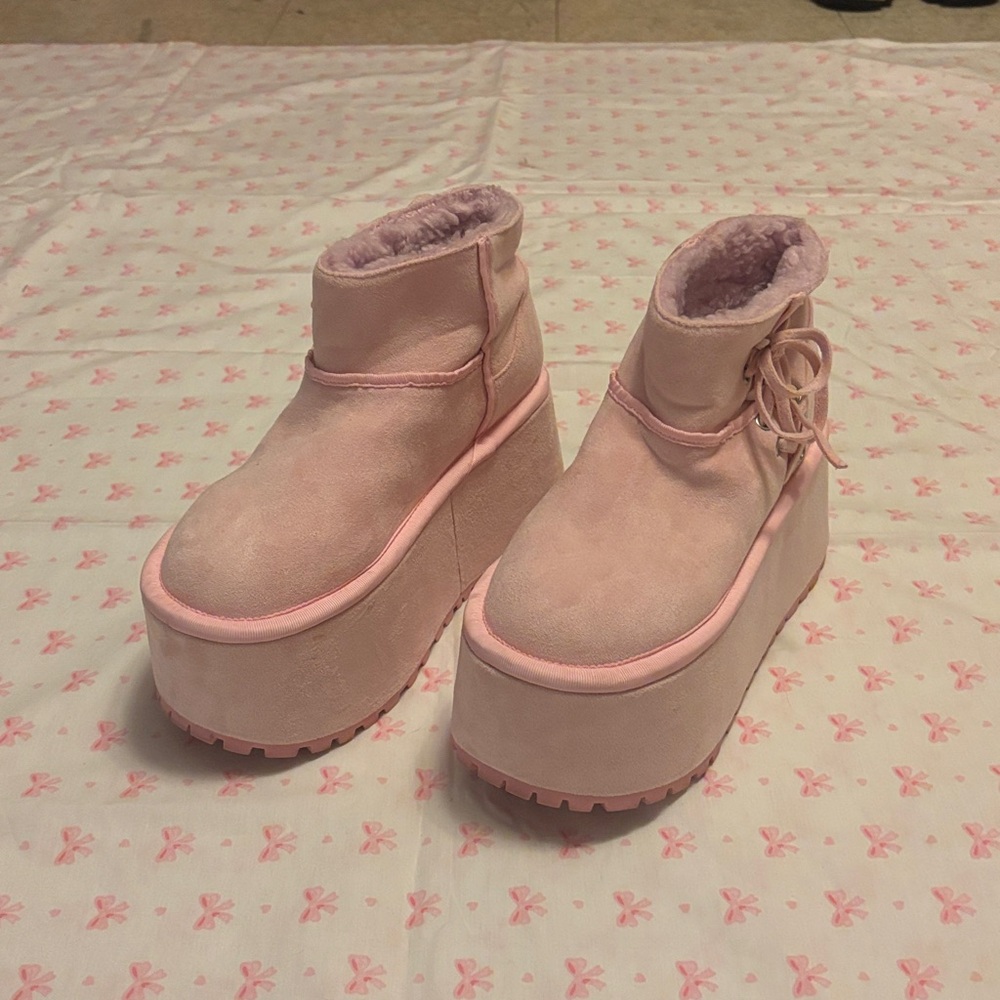 Sugar thrillz Pink Platform Ankle Boots